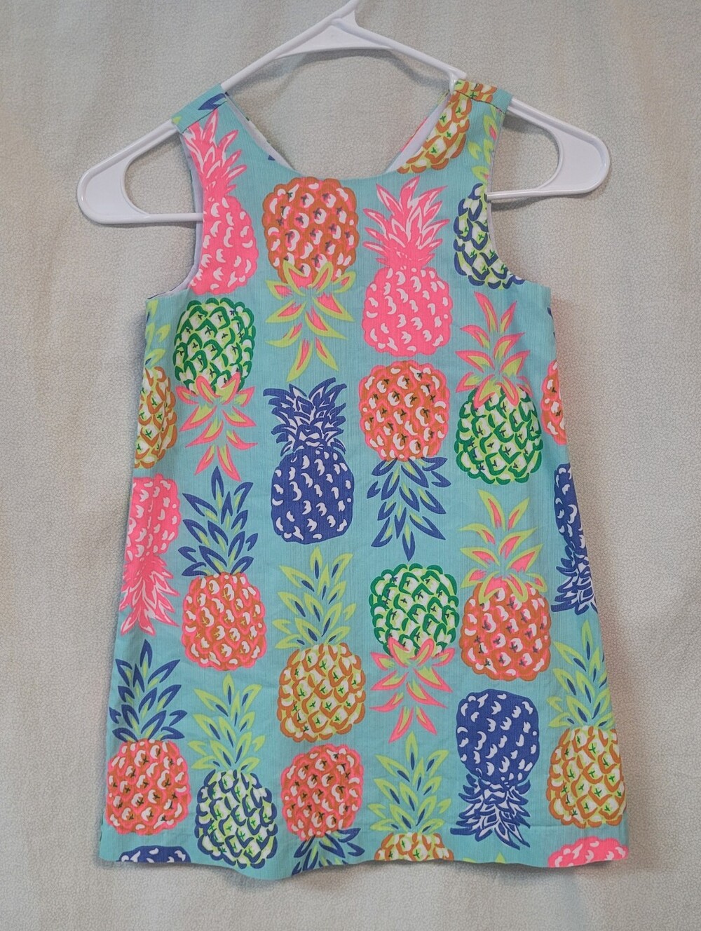 Tommy Bahama Sleeveless Pineapple Print Shift Dress -Bright Tropical, Girls Sz 6